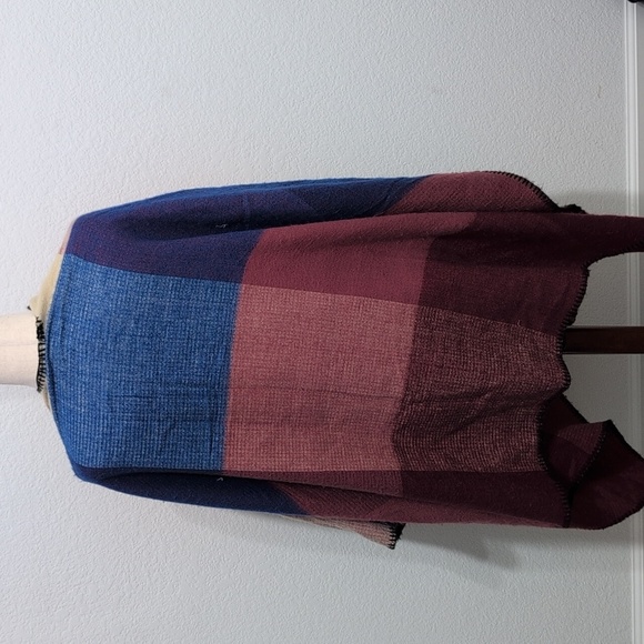 Eddie Bauer Color Block Plaid Inspired Oversize Wrap Wearable Blanket Soft Shawl - Picture 8 of 8